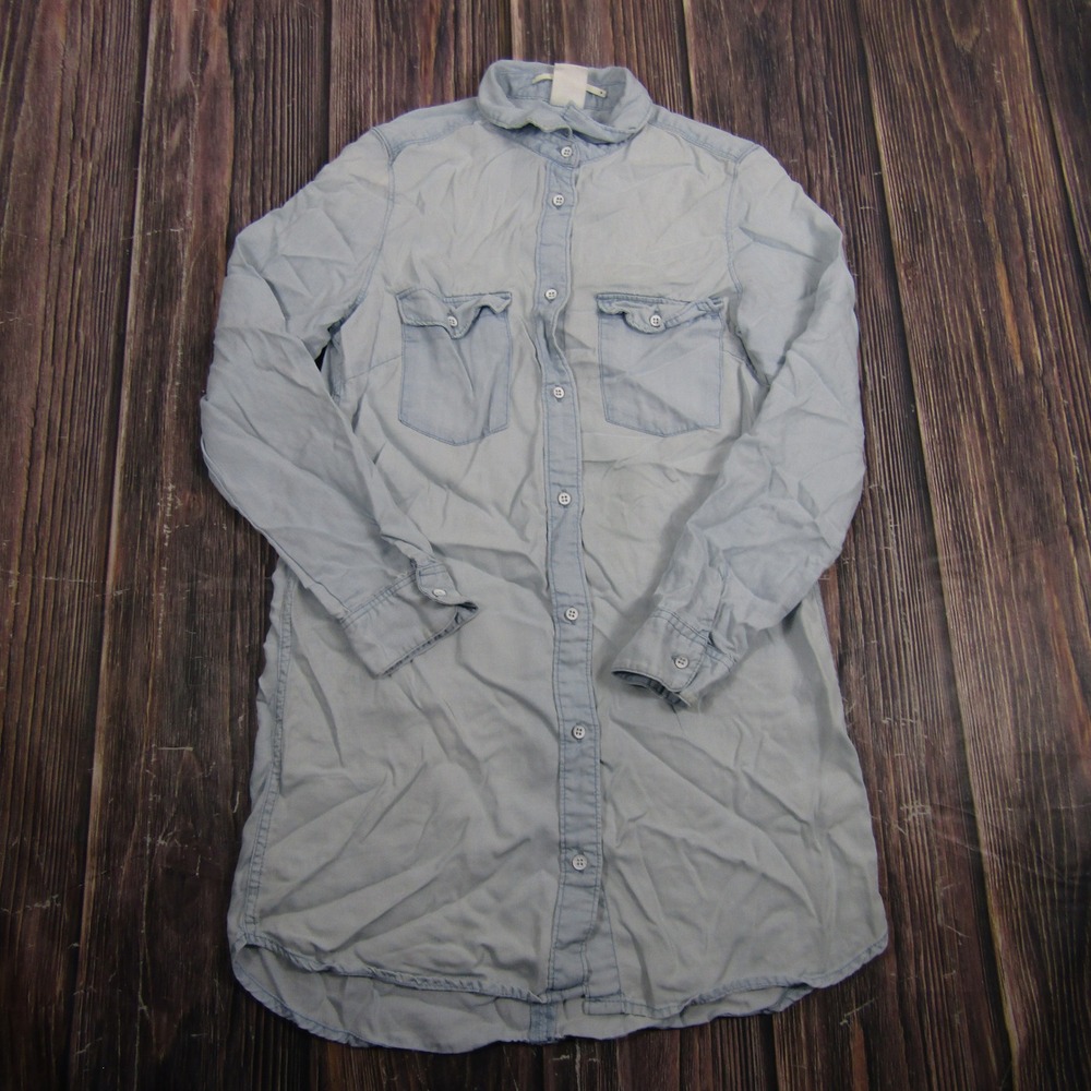 &Denim H&M Shirt Dress Women 6 Light Blue Lyocell Long Sleeve Button Down 00333